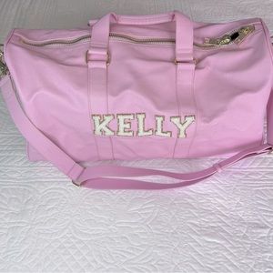 Stony Clover Lane Customized Large Textured Vegan Leather Duffle Bag- Pink